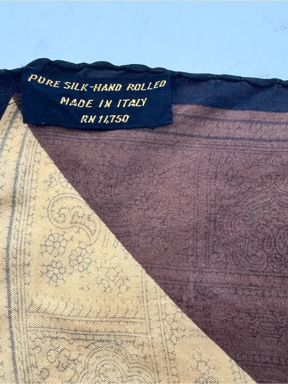 Vintage Pure Silk Hand Rolled Scarf Made in Italy Colorblock Paisley Bandana